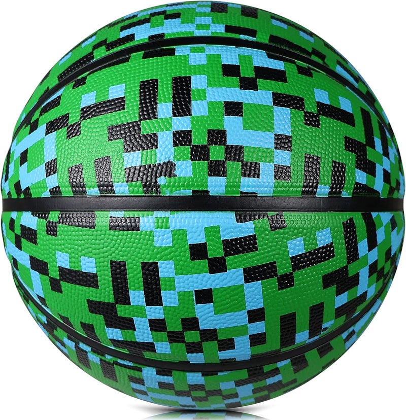 PECOGO Official Rubber Basketball Outdoor Indoor Mens Basketball Ball Size 3/4/5/6/7 for Kids Youth Teen Boys and Girls Gift Ideas(Without Pump) - Image 1
